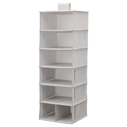 Ikea BLÄDDRARE - Hanging storage with 7 compartments, grey/patterned, 30x30x90 cm