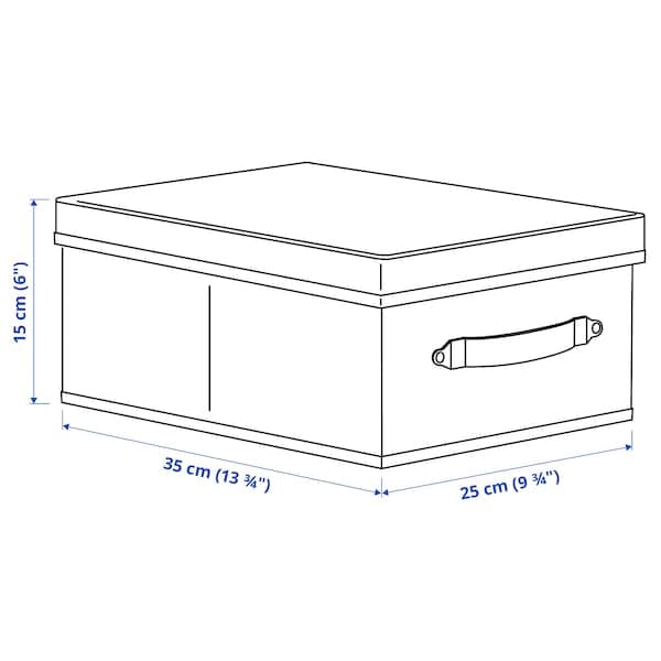 Ikea BLÄDDRARE - Box with lid, grey/patterned, 25x35x15 cm