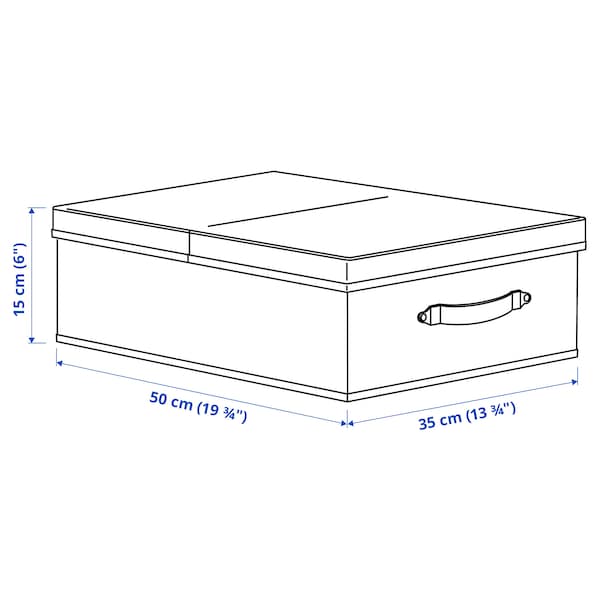 Ikea BLÄDDRARE - Box with lid, grey/patterned, 35x50x15 cm