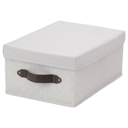 Ikea BLÄDDRARE - Box with lid, grey/patterned, 25x35x15 cm