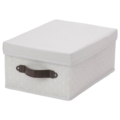 BLÄDDRARE - Box with lid, grey/patterned, 25x35x15 cm