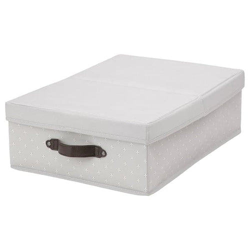 BLÄDDRARE - Box with lid, grey/patterned, 35x50x15 cm