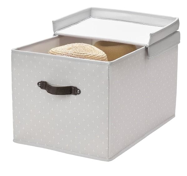 Ikea BLÄDDRARE - Box with lid, grey/patterned, 35x50x30 cm