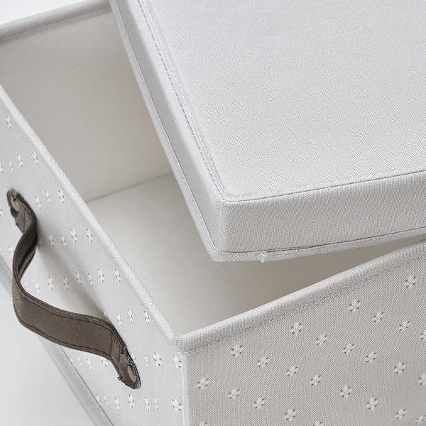 Ikea BLÄDDRARE - Box with lid, grey/patterned, 25x35x15 cm
