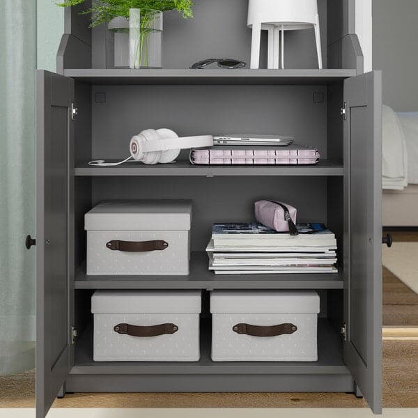 Ikea BLÄDDRARE - Box with lid, grey/patterned, 25x35x15 cm