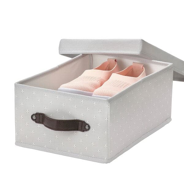 Ikea BLÄDDRARE - Box with lid, grey/patterned, 25x35x15 cm