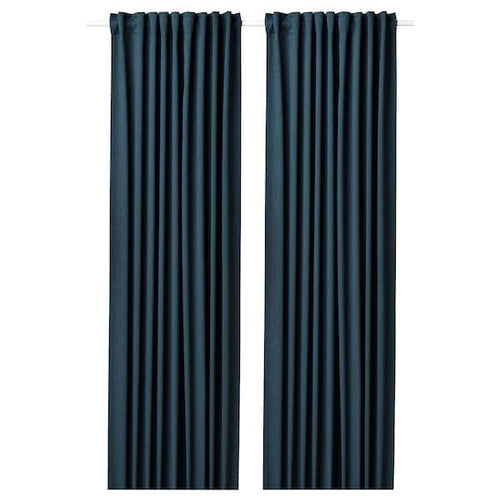 BLÅHUVA Blockout curtains, 1 pair dark blue 145x300 cm , 145x300 cm