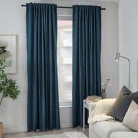 BLÅHUVA Blockout curtains, 1 pair dark blue 145x300 cm , 145x300 cm - Premium Curtains & Drapes from Ikea - Just €103.99! Shop now at Maltashopper.com