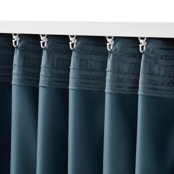 Ikea BLÅHUVA Blockout curtains, 1 pair dark blue 145x300 cm , 145x300 cm