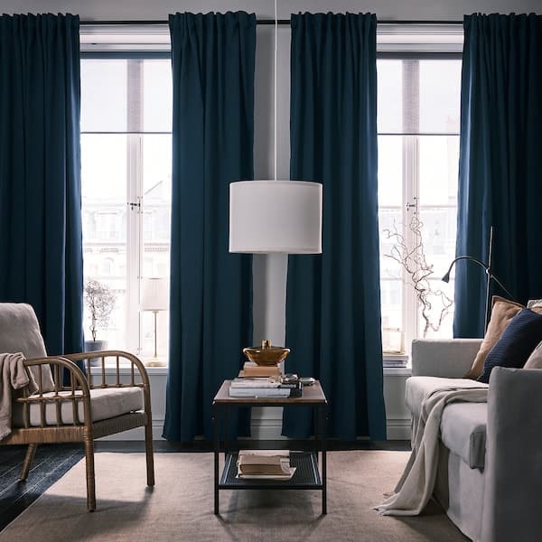 BLÅHUVA Blockout curtains, 1 pair dark blue 145x300 cm , 145x300 cm - best price from Maltashopper.com 10519105