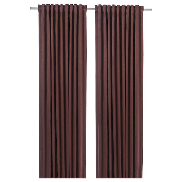 BLÅHUVA Blackout curtains, 1 pair - brown-red 145x300 cm , - best price from Maltashopper.com 00465462