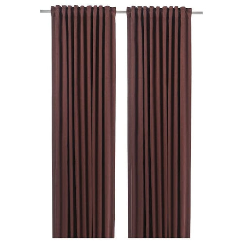 BLÅHUVA Blackout curtains, 1 pair - brown-red 145x300 cm ,