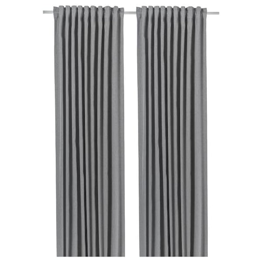 Ikea BLÅHUVA Semi-darkening curtains, 1 pair - light gray 145x300 cm