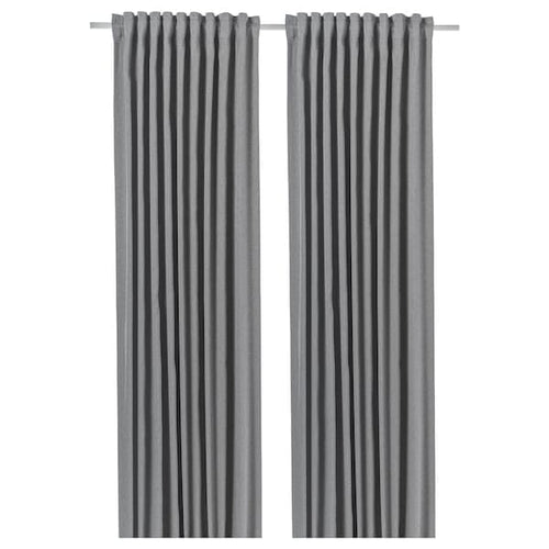 BLÅHUVA Semi-darkening curtains, 1 pair - light gray 145x300 cm