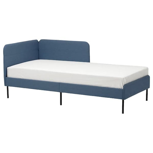 BLÅKULLEN Imbott bed structure/ang headboard - Deep blue Knisa 90x200 cm , 90x200 cm