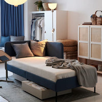 BLÅKULLEN Imbott bed structure/ang headboard - Deep blue Knisa 90x200 cm , 90x200 cm - best price from Maltashopper.com 10505716