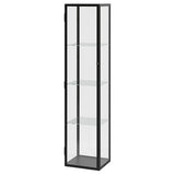 BLÅLIDEN / STRIMSÄV glass-door cabinet with lighting, black, 35x151x32 cm