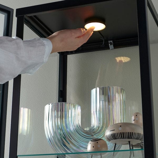 Ikea BLÅLIDEN / STRIMSÄV - Showcase with lighting, black
