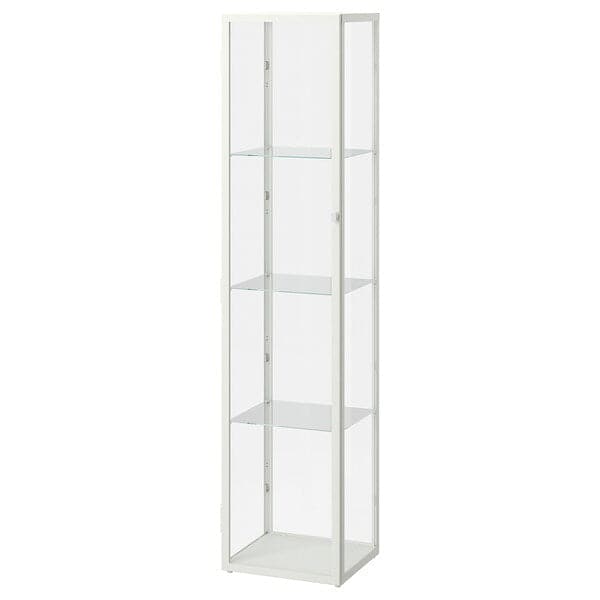 BLÅLIDEN - Glass-door cabinet, white, 35x32x151 cm