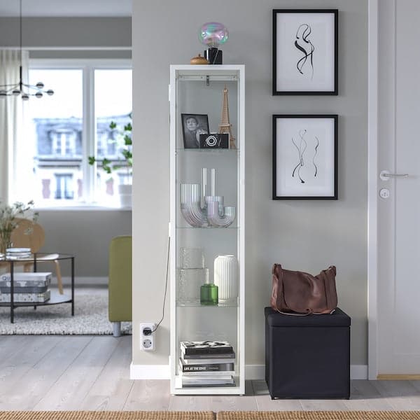 BLÅLIDEN - Glass-door cabinet, white, 35x32x151 cm - best price from Maltashopper.com 00501243