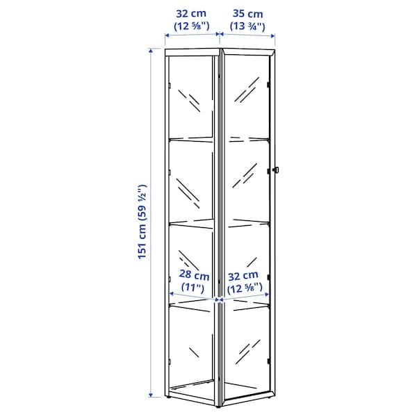 BLÅLIDEN - Glass-door cabinet, black, 35x32x151 cm - best price from Maltashopper.com 00520519