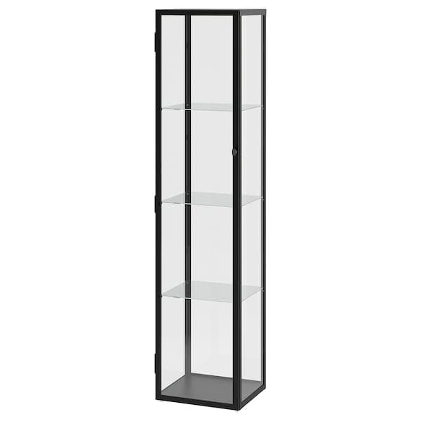 BLÅLIDEN - Glass-door cabinet, black, 35x32x151 cm