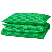 BLÅSKATA - Duvet cover and pillowcase, green/patterned, 150x200/50x80 cm - best price from Maltashopper.com 70569499