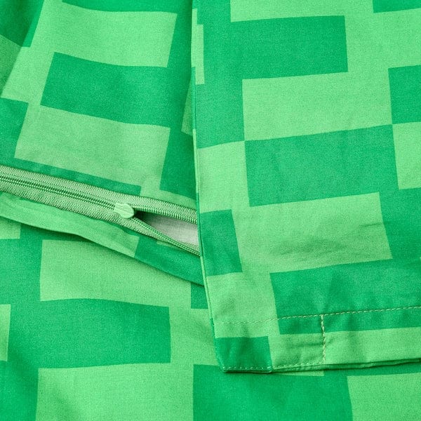 Ikea BLÅSKATA - Duvet cover and pillowcase, green/patterned, 150x200/50x80 cm