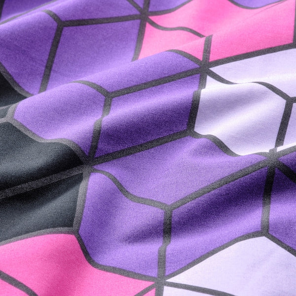 BLÅSKATA - Duvet cover and pillowcase, purple/black patterned, 150x200/50x80 cm - best price from Maltashopper.com 70569507