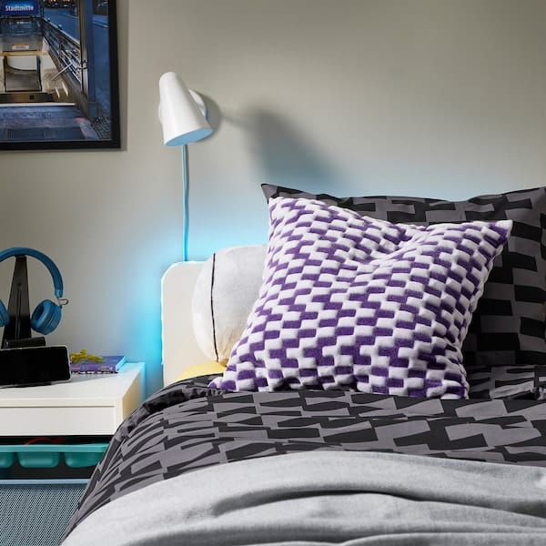 Ikea BLÅSKATA - Cushion cover, purple/patterned, 50x50 cm