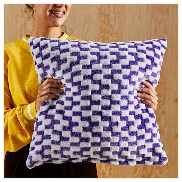 Ikea BLÅSKATA - Cushion cover, purple/patterned, 50x50 cm
