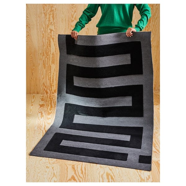 Ikea BLÅSKATA - Rug, black/grey, 105x160 cm