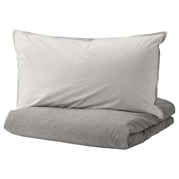 BLÅVINDA - Duvet cover and 2 pillowcases, grey, 240x220/50x80 cm - best price from Maltashopper.com 20328073