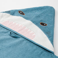 BLÅVINGAD - Towel with hood, shark-shaped/blue-grey, 70x140 cm - best price from Maltashopper.com 90528441
