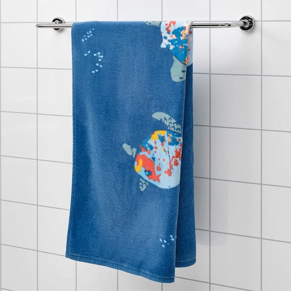 BLÅVINGAD - Bath towel, turtle pattern/dark blue, 70x140 cm - best price from Maltashopper.com 60534066