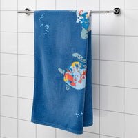 BLÅVINGAD - Bath towel, turtle pattern/dark blue, 70x140 cm - best price from Maltashopper.com 60534066