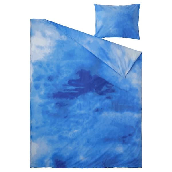 BLÅVINGAD - Duvet cover and pillowcase, ocean pattern/blue, 150x200/50x80 cm - best price from Maltashopper.com 10521127