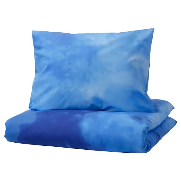 BLÅVINGAD - Duvet cover and pillowcase, ocean pattern/blue, 150x200/50x80 cm