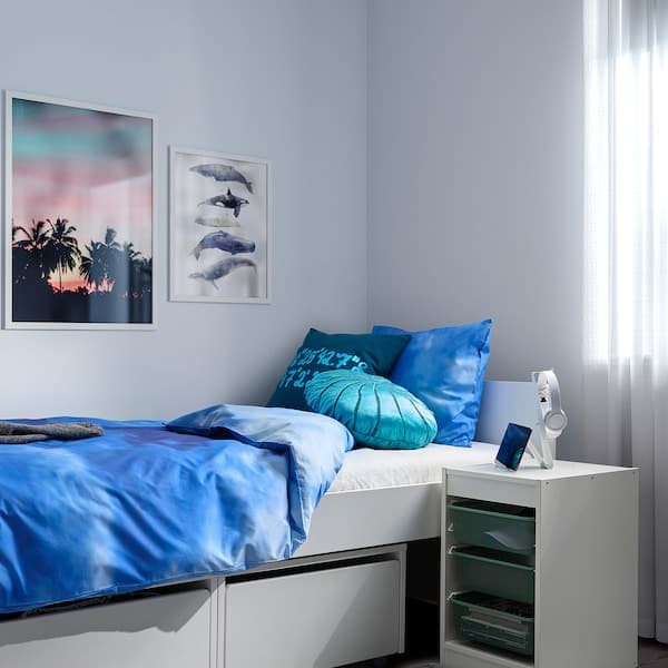 Ikea BLÅVINGAD - Duvet cover and pillowcase, ocean pattern/blue, 150x200/50x80 cm