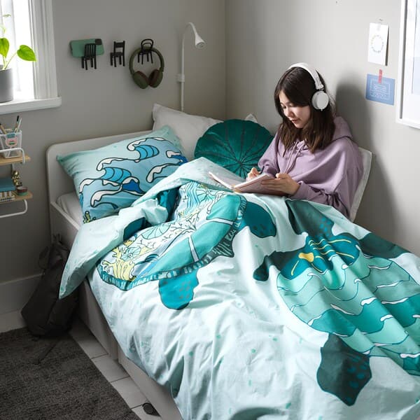 Ikea BLÅVINGAD - Pillow, in the shape of coral / turquoise ,