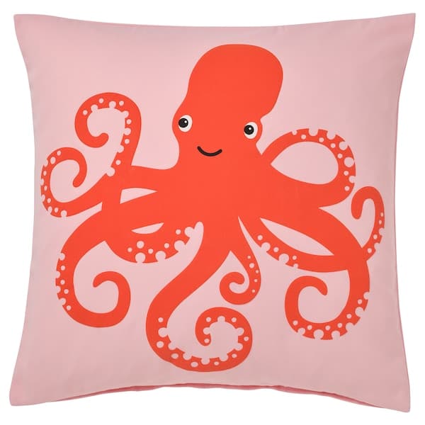 Ikea BLÅVINGAD - Cushion cover, octopus pattern/pink, 50x50 cm