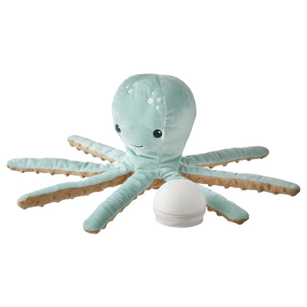 Ikea BLÅVINGAD - Soft toy with LED night light, turquoise octopus/battery-operated