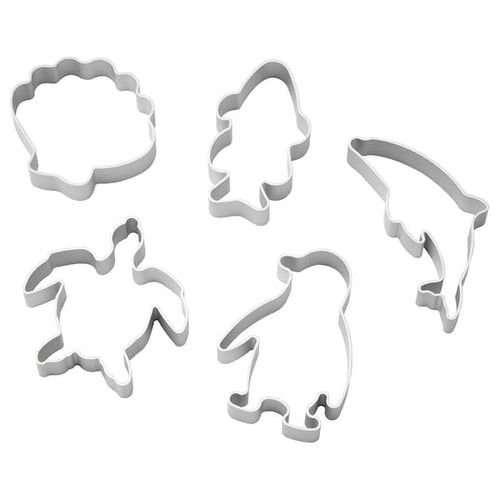 BLÅVINGAD - Modelling dough cutters, set of 5, aluminium-colour ,