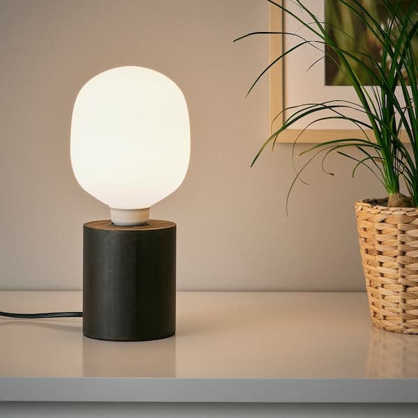 Ikea BLEKKLINT Table lamp - dark brown wood 11 cm ,