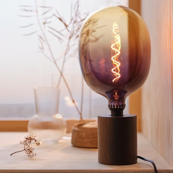Ikea BLEKKLINT Table lamp - dark brown wood 11 cm ,