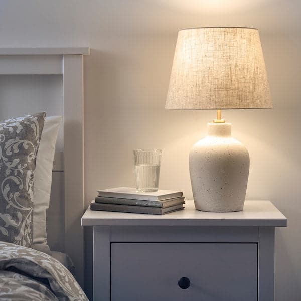 Ikea BLIDVÄDER - Table lamp, off-white ceramic / beige,50 cm
