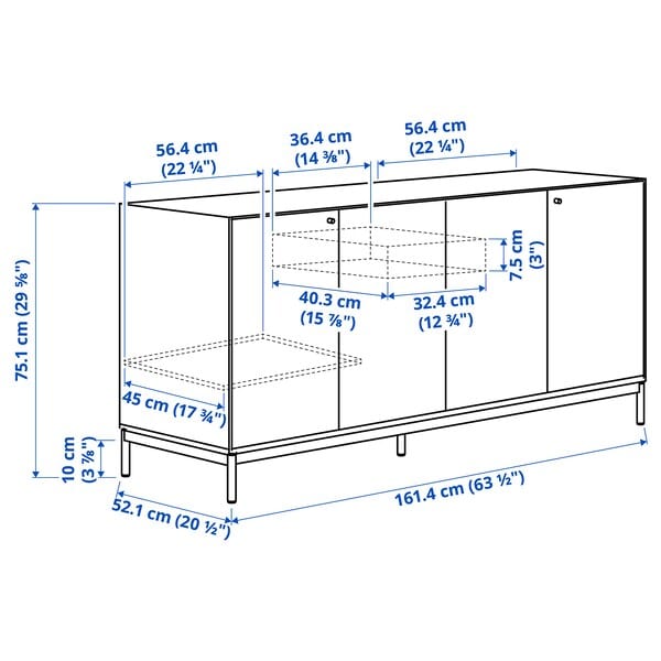 Ikea BOASTAD - Storage combination, black/oak veneer, 203x185 cm