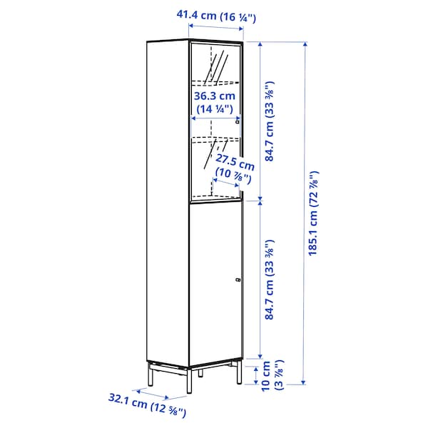 Ikea BOASTAD - TV storage combination, black/oak veneer, 223x42x185 cm