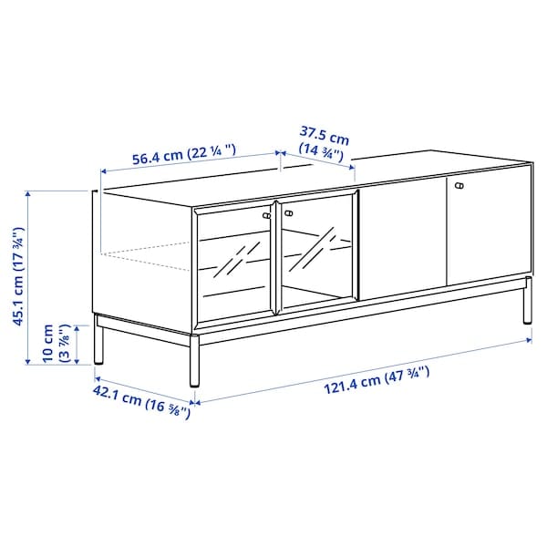 Ikea BOASTAD - TV storage combination, black/oak veneer, 121x42 cm