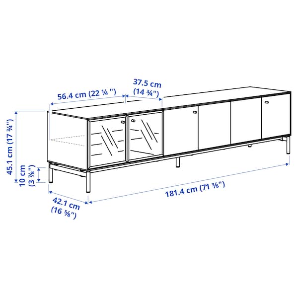 Ikea BOASTAD - TV bench, black/oak veneer, 181x42x45 cm